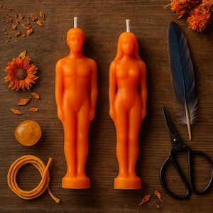 Orange Figure Candle Set (Male + Female) – Spell Candles for Creativity, Attraction & Confidence Magic