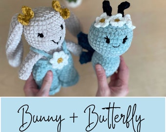 Crochet Bunny and Butterfly Amigurumi Patterns (PDF Download)