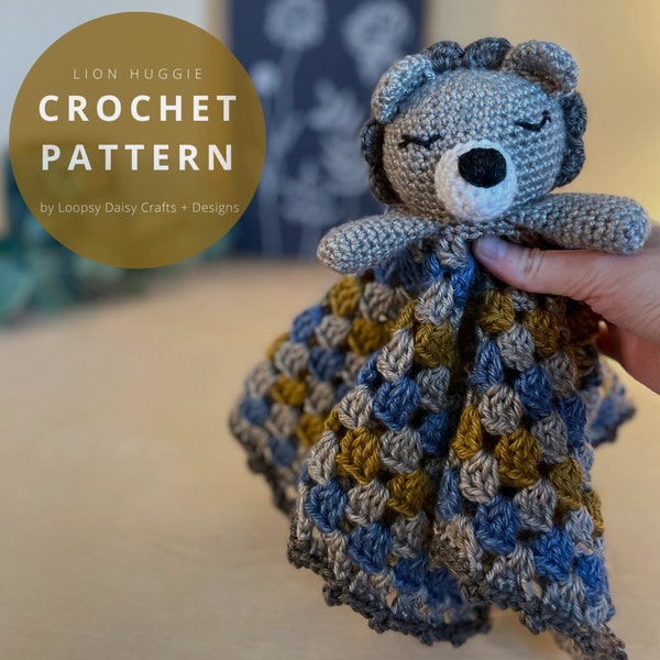 Crochet Lion, Crochet Lion Lovey Pattern, Safari Crochet Animal, Sleepy Lion Crochet Blanket, Lion Amigurumi Pattern