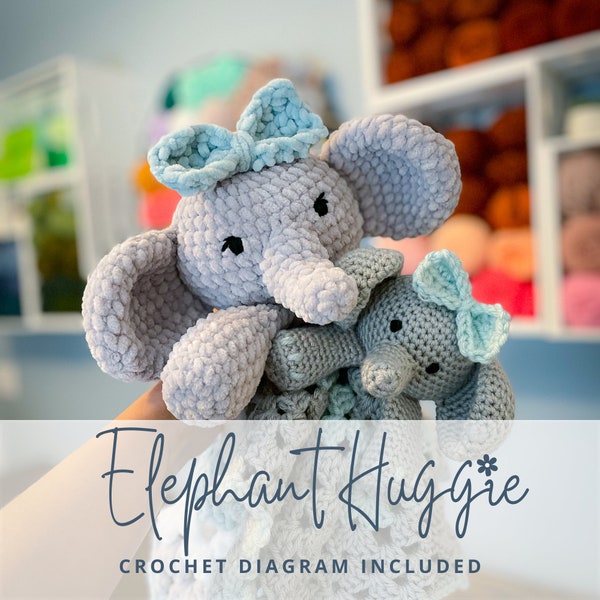 Elephant Huggie Crochet Pattern | Elephant Amigurumi Pattern | Elephant Instructions | Elephant Lovey Crochet Pattern