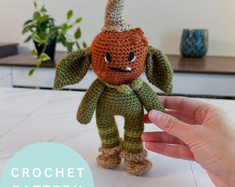 Halloween Crochet Pumpkin Goblin Amigurumi Pattern (PDF Pattern)