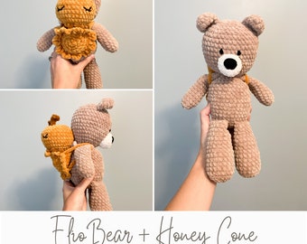 Crochet Bear Plush Pattern | Amigurumi Bee Cone (PDF Pattern)