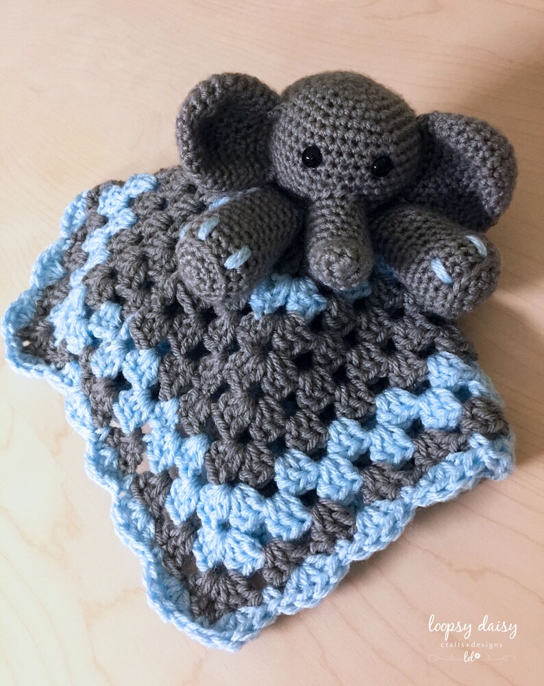 Elephant Lovey Elephant Security Blanket Crochet Blue and Etsy
