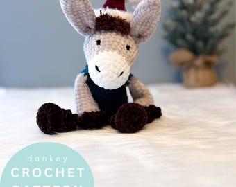 Christmas Donkey Crochet Pattern: Bernard Amigurumi Plush (PDF Pattern)