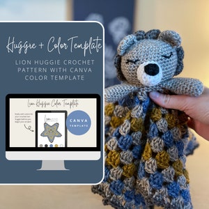 Canva häkeln Vorlage und häkeln Löwe Lovey Häkelmuster, Canva Farbsequenz Vorlage, Lion Huggie Farbvorlage