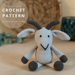 Fergus the Goat Amigurumi Crochet PDF Pattern - Print at Home