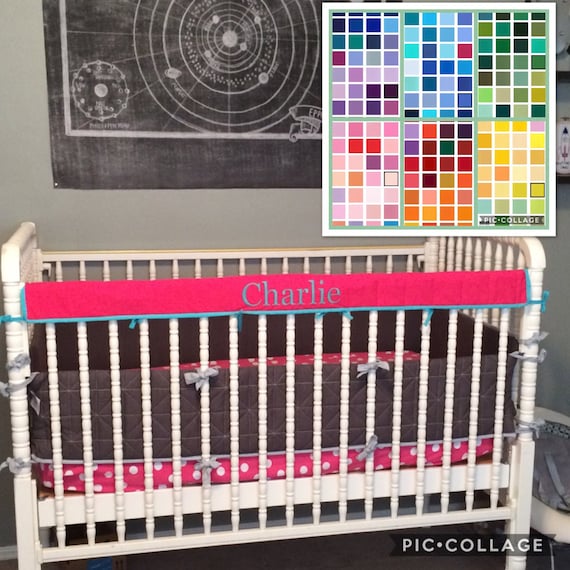 OTHER COLORS AVAILABLE Custom Solid Color Embroidered Crib Rail Cover
