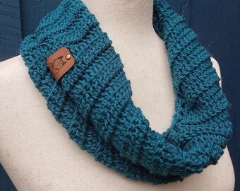Teal Crocheted Infinity Scarf
