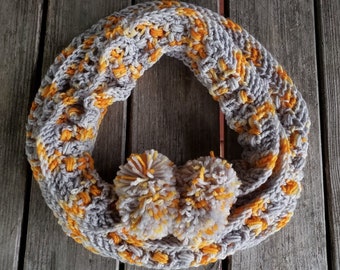 Patrón PDF - Patrón de capucha de crochet con pompones - Patrón de crochet para hilo teñido a mano - Patrón de una madeja - Bufanda de crochet