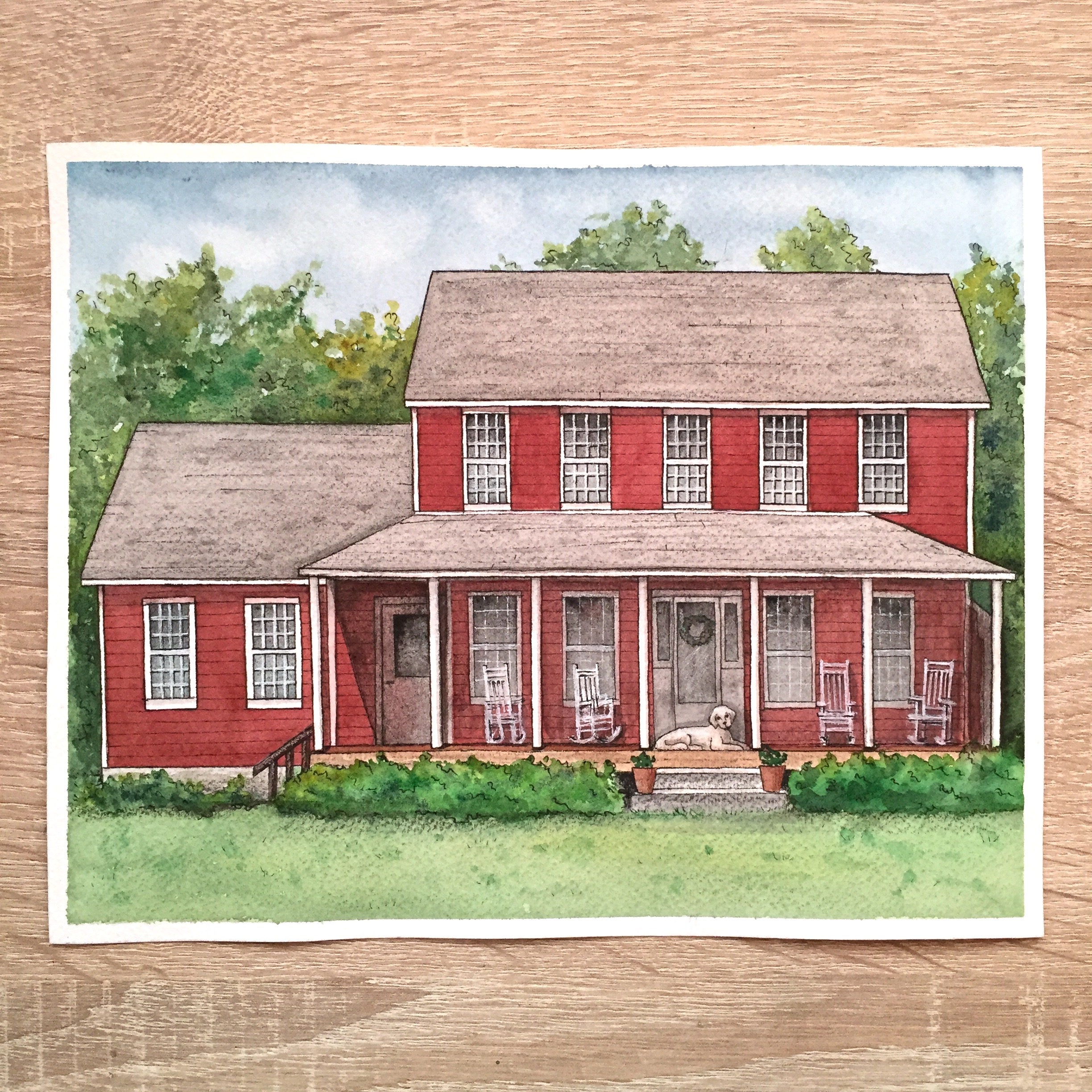 Custom House Watercolor Portrait: Personalized Home Illustration - Etsy