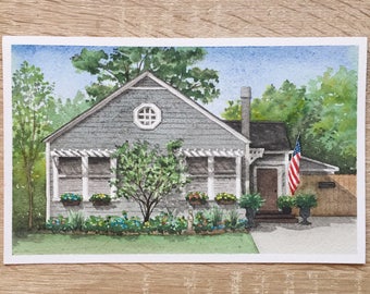 Custom Watercolor House Portrait from Photo