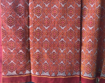 HCSF 001, Silk Fabric, Handwoven Khmer Golden silk threads fabric with natural dye, Khmer Houl design