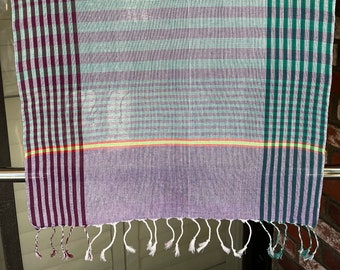 MHC 008 S, Scarf, Handwoven 100% cotton Scarf with hand-dyed, Cambodian scarf (Krama Khmer), Authentic Handmade scarf