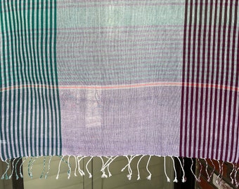 HCS 002 M, Scarf, Handwoven 100% cotton Scarf with Hand Dyed (Krama Khmer), Authentic handmade scarf