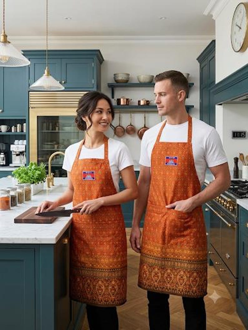076, Apron Made in Cambodia, Khmer, Thai, Lao, Asian Style. One Size ...