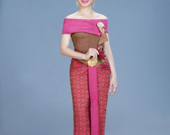 Socomi Dusty Rose Handmade Fringe Chiffon Silk Cambodia
