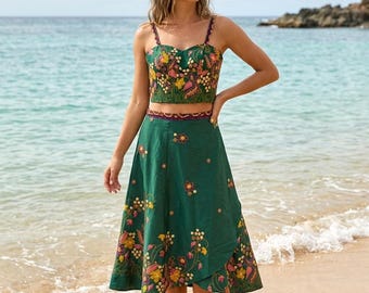 Ensemble de vêtements 001 (S - M), jupe et robe en un. Paréo khmer, thaï, laotien et asiatique fabriqué au Cambodge. SS