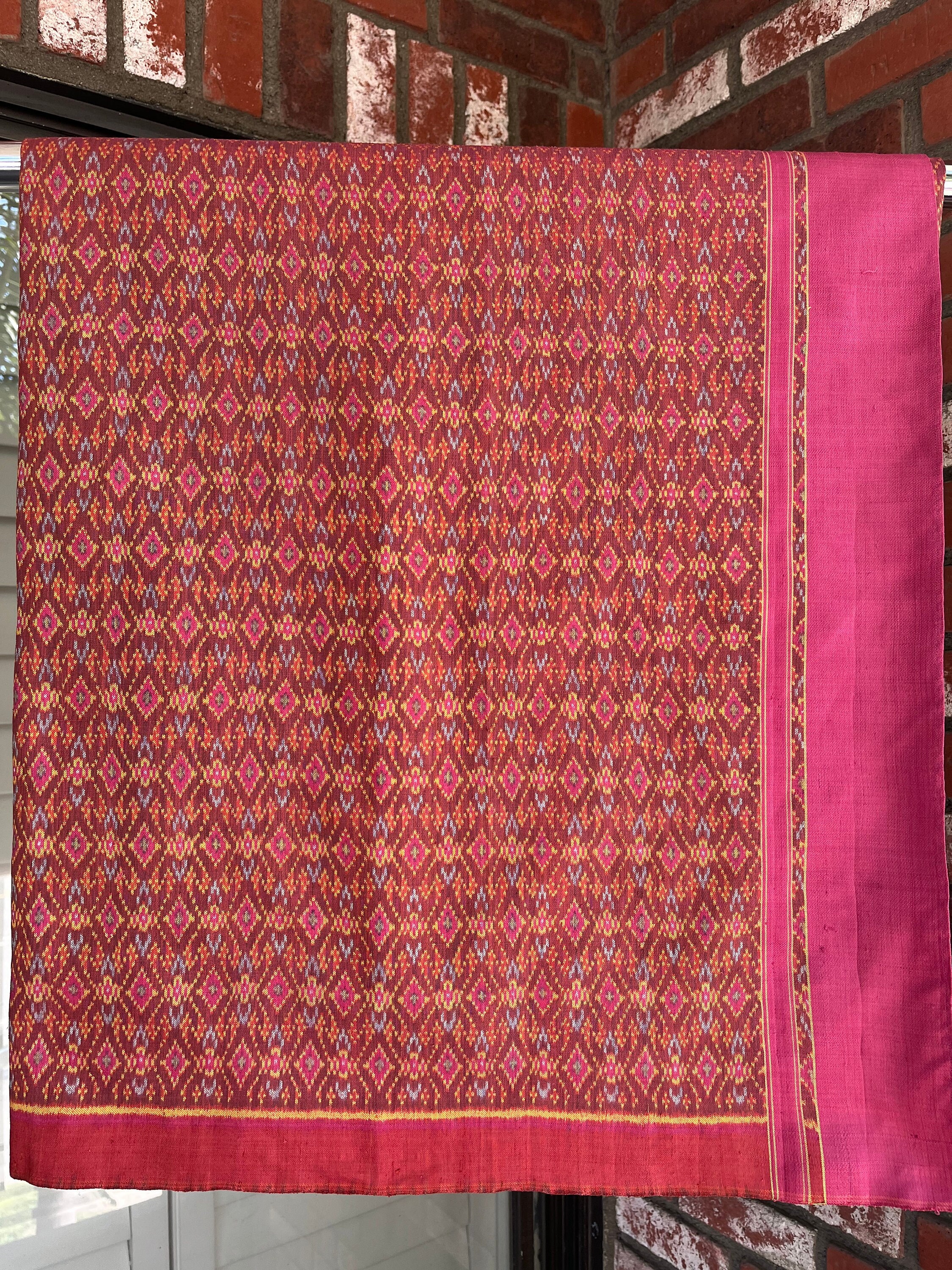 HCSF 002, Silk Fabric, Handwoven Khmer Golden silk threads fabric with natural dye, Khmer Houl design, Khmer Silk