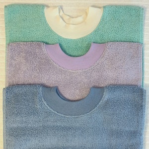Adult Towel Bib - Super Absorbent (Light Colors) - Terrycloth PULLOVER Bib - Acid Reflux - Special Needs - Fastener-Free Bib - Big Kid Bib