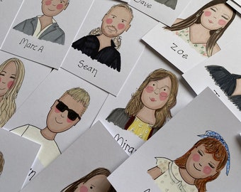 Personalised a6 place cards, wedding artist, Wedding Place Card, Table Place Name, Guest Seating, Unique Wedding Favours, Wedding Table