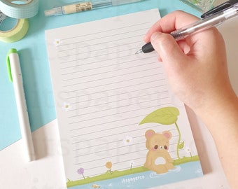 Cute River Bear A5 Notepad - Cute Notes, Desk Notepad, Letter Writing Pad, Cottagecore Notepad, Kawaii Stationery, Planning Pad