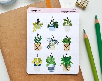 Hanging Houseplant Stickers - Plant Stickers, Planner Stickers, Bullet Journal Stickers, Greenery Stickers, Scrapbook Stickers, Nature- N038