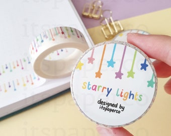 Starry Lights Washi Tape (15mm by 10m) / Bunny Washi Tape / Starry Washi Tape / Scrapbooking Tape / Cute Stationery / Cute Washi Tape