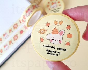 Autumn Washi Tape (15mm by 10m) / Bunny Washi Tape / Fall Washi Tape / Scrapbooking Tape / Cute Stationery / Cute Washi Tape