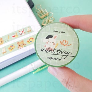 Artist Things Washi Tape (15mm by 10m) / Bunny Washi Tape / Bear Washi Tape / Scrapbooking Tape / Cute Stationery / Cute Washi Tape