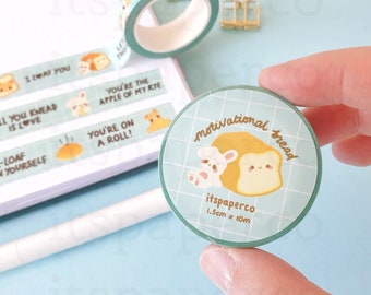 Motivational Bread Washi Tape (15mm by 10m) / Bunny Washi Tape / Bear Washi Tape / Scrapbooking Tape / Cute Stationery / Cute Washi Tape