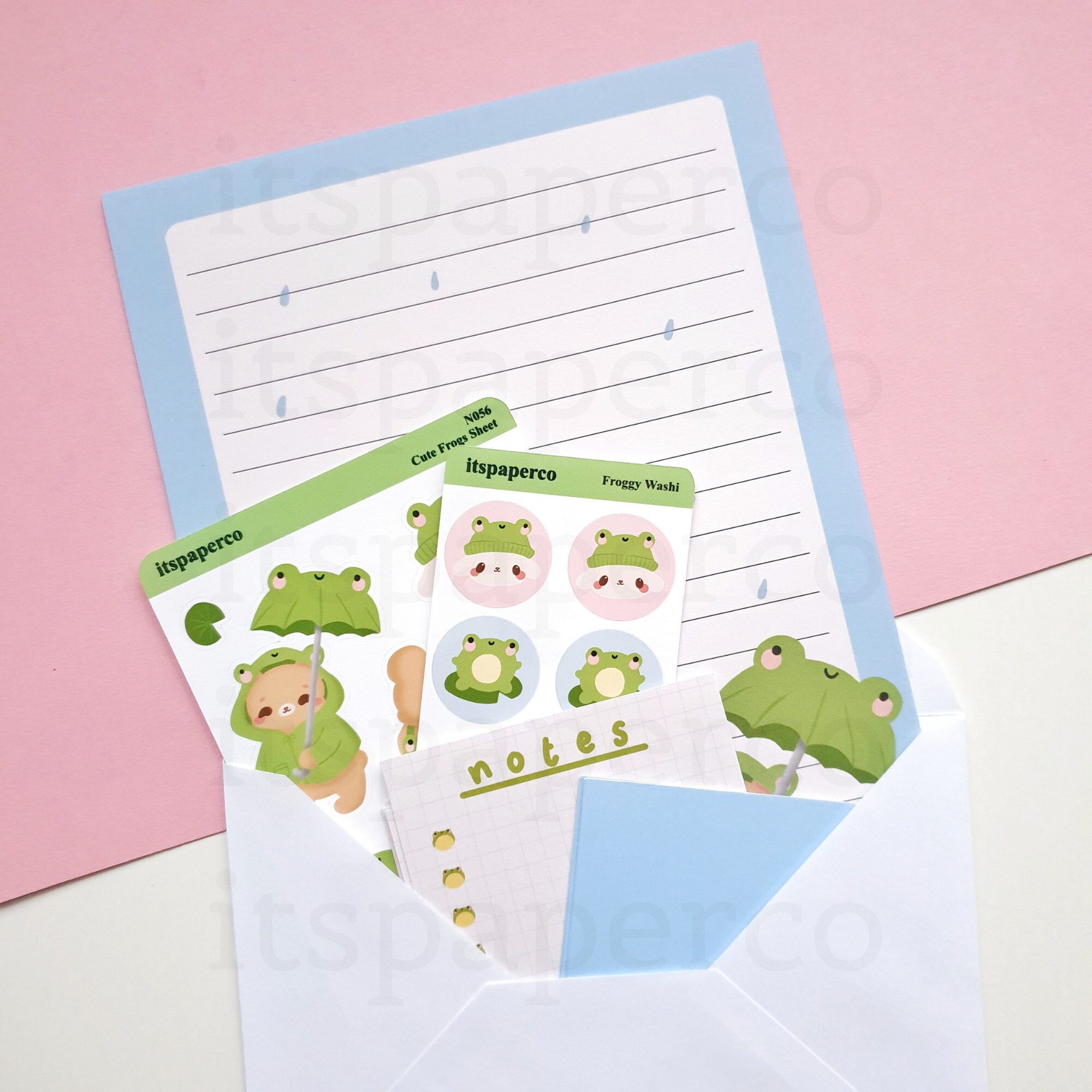 Cute Frogs Letter Writing Set Stationery Writing Set Frog Etsy