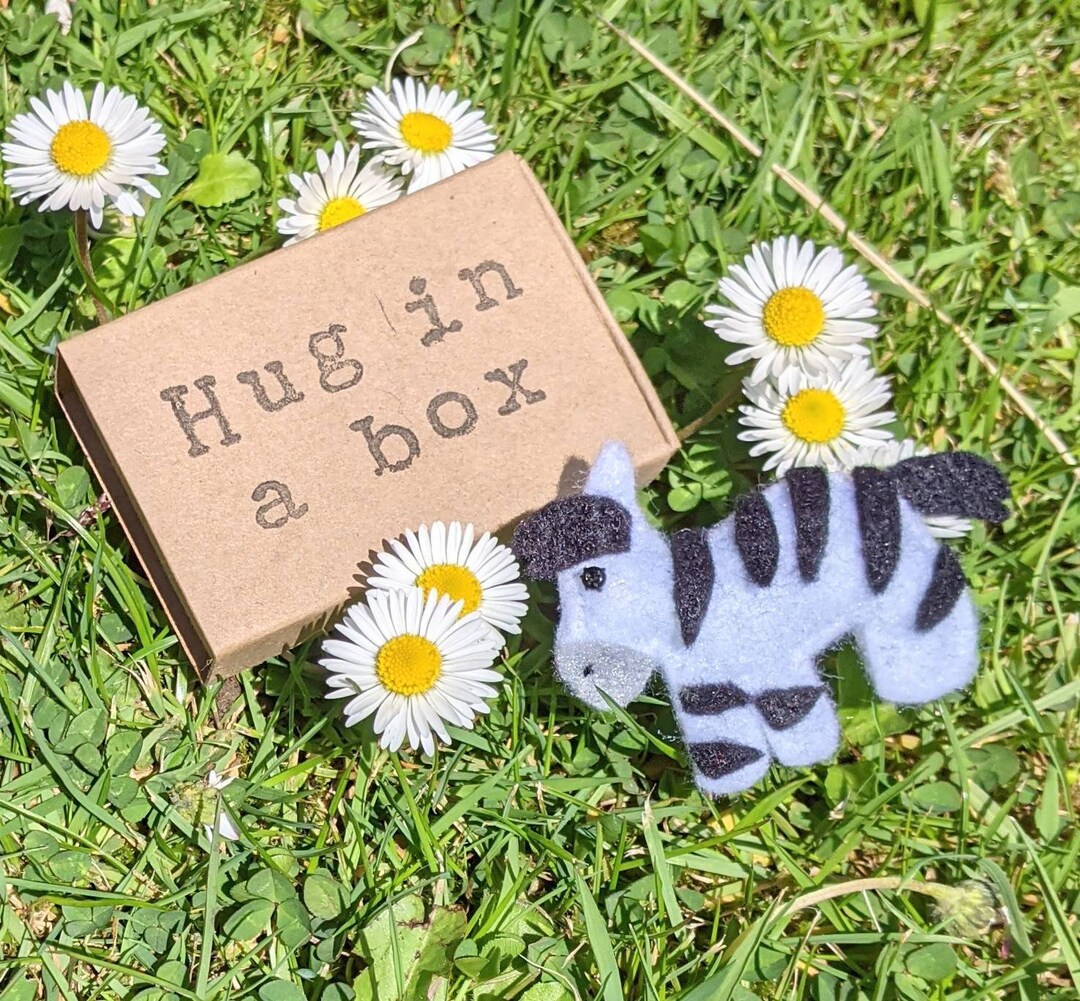 Zebra Gift Felt Zebra Hug in a Box Comfort Friendship Etsy