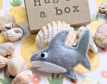 Shark gift, hug in a box, sending love, positivity, felt shark, friendship gift, miss you gift.