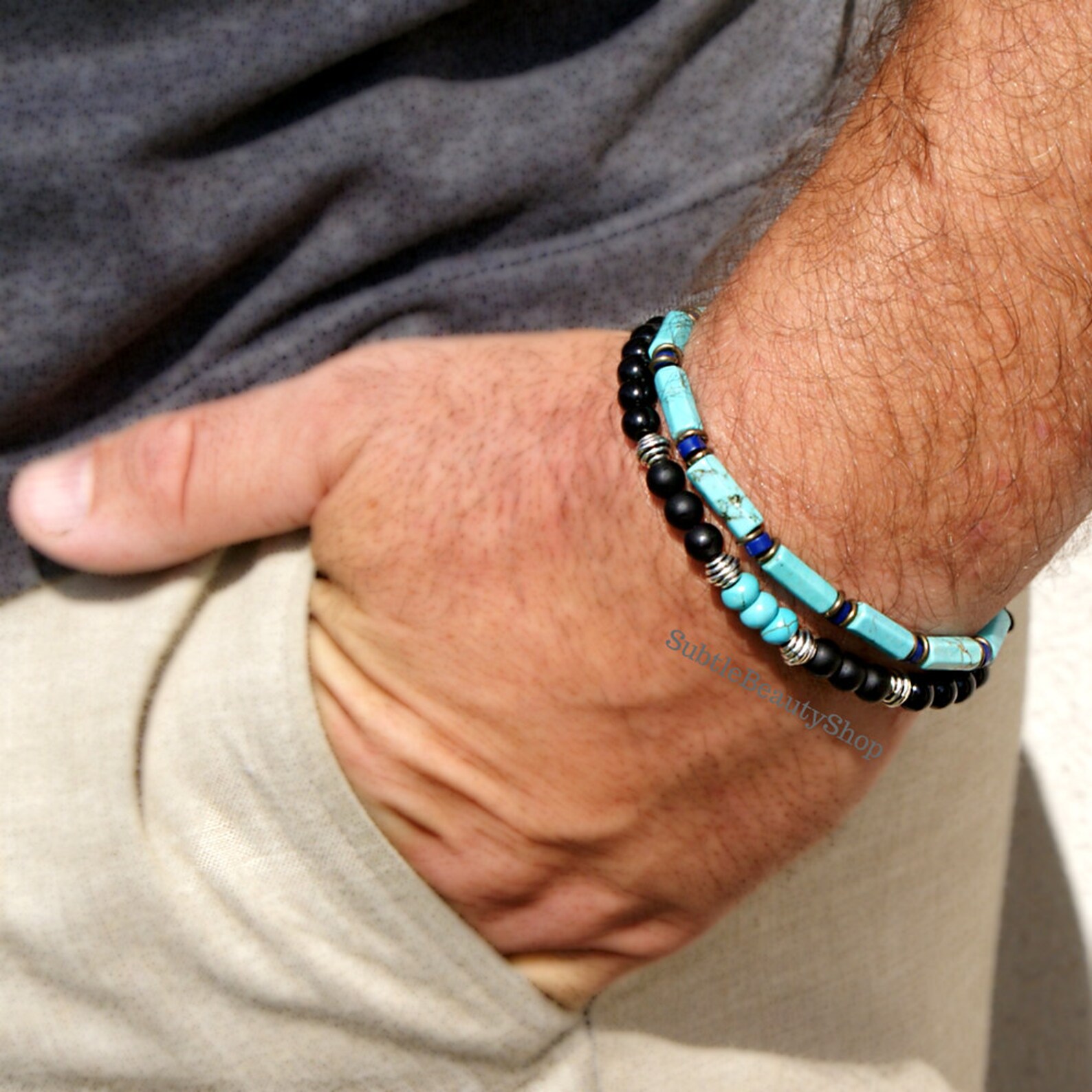 TURQUOISE JEWELRY Bracelets Male Turquoise Jewelry Men's Etsy