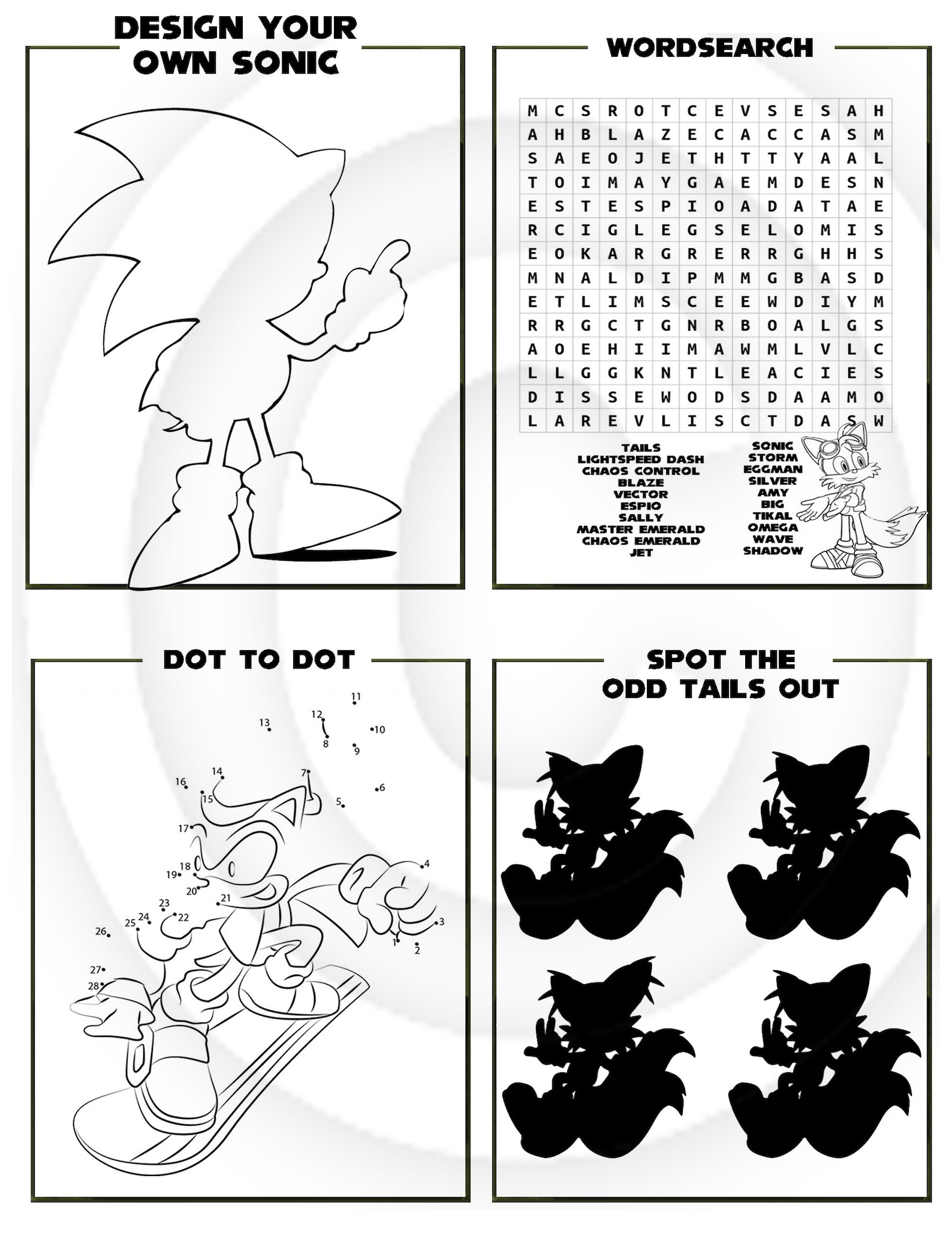 Sonic The Hedgehog Printable Puzzle Quiz Colouring Book Etsy