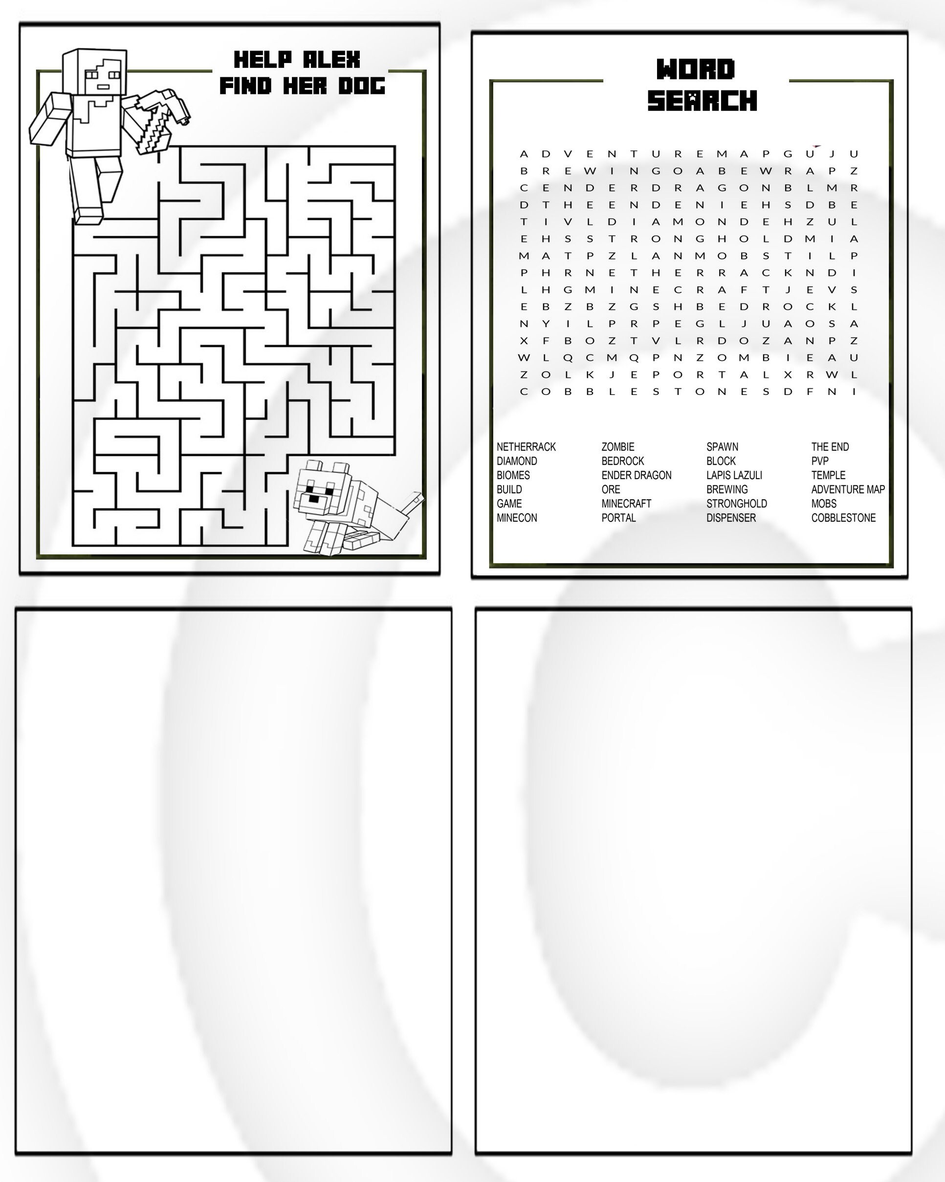 Minecraft 14 Page Printable Puzzle Quiz Colouring Book Ideal Etsy