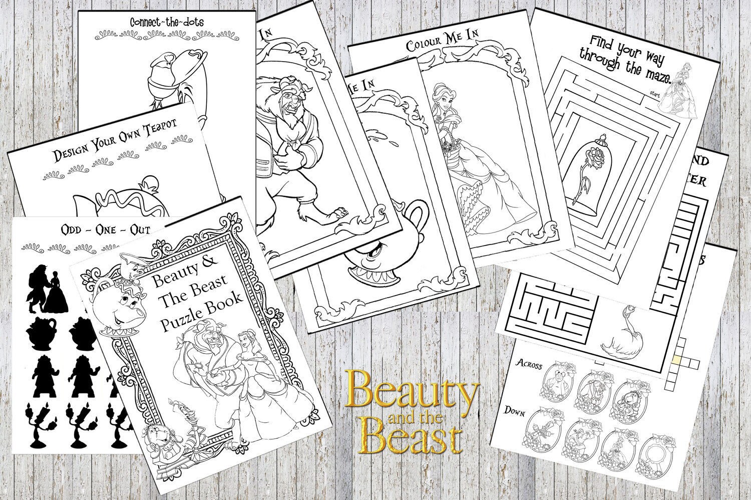 Beauty And The Beast Belle 10 Page Printable Puzzle Quiz Etsy