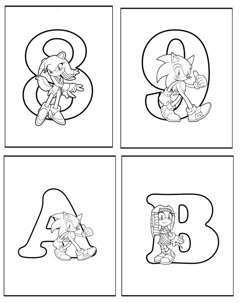 Sonic Printable 37 Page Alphabet Colouring Book Ideal For Etsy