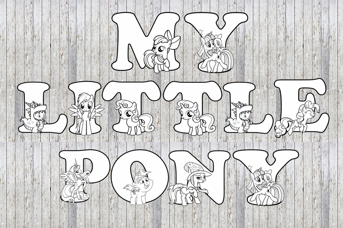 My Little Pony 37 Page Alphabet And Number Colouring Pages Etsy
