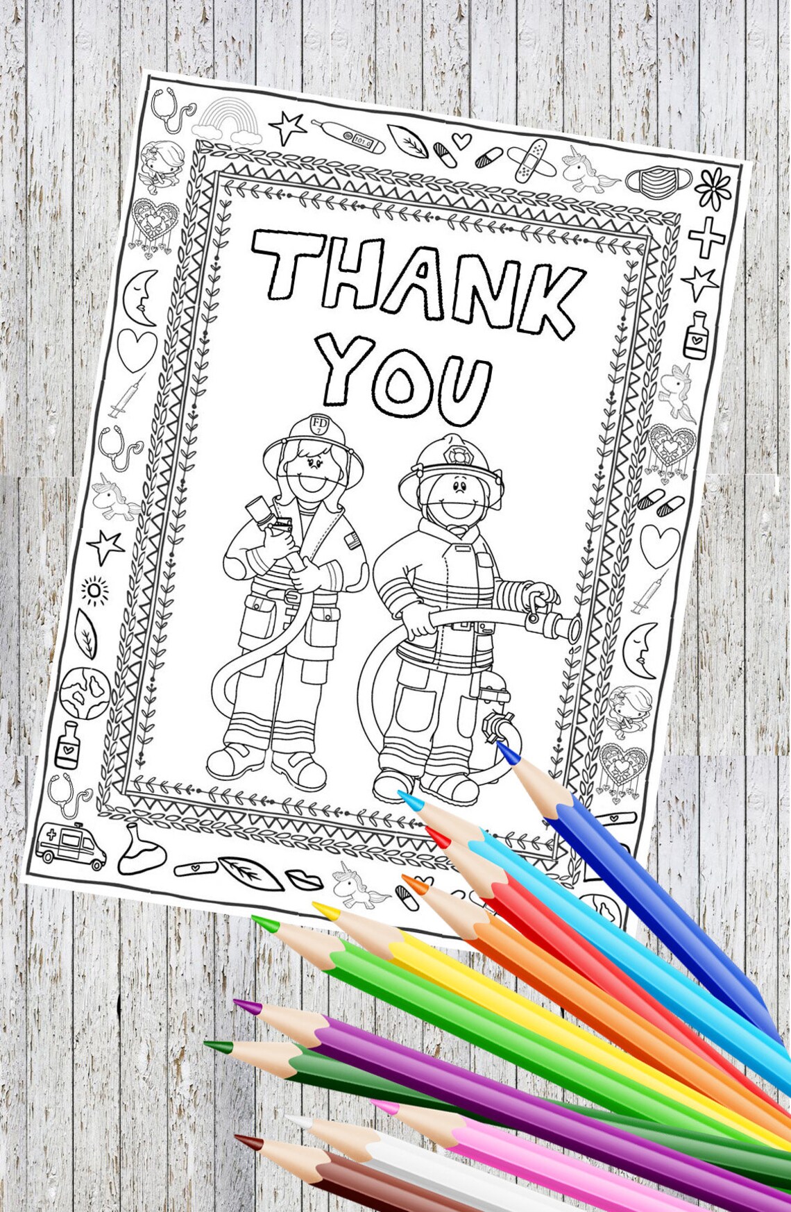 Thank You Fire Fighters Men Women Printable Relaxing Child | Etsy