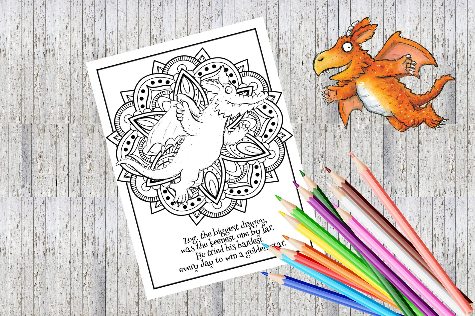 Zog Dragon Printable Colouring Book Pages Adult Party Loot | Etsy