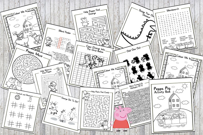 Peppa Pig Printable Puzzle Quiz Colouring Book Ideal | Etsy
