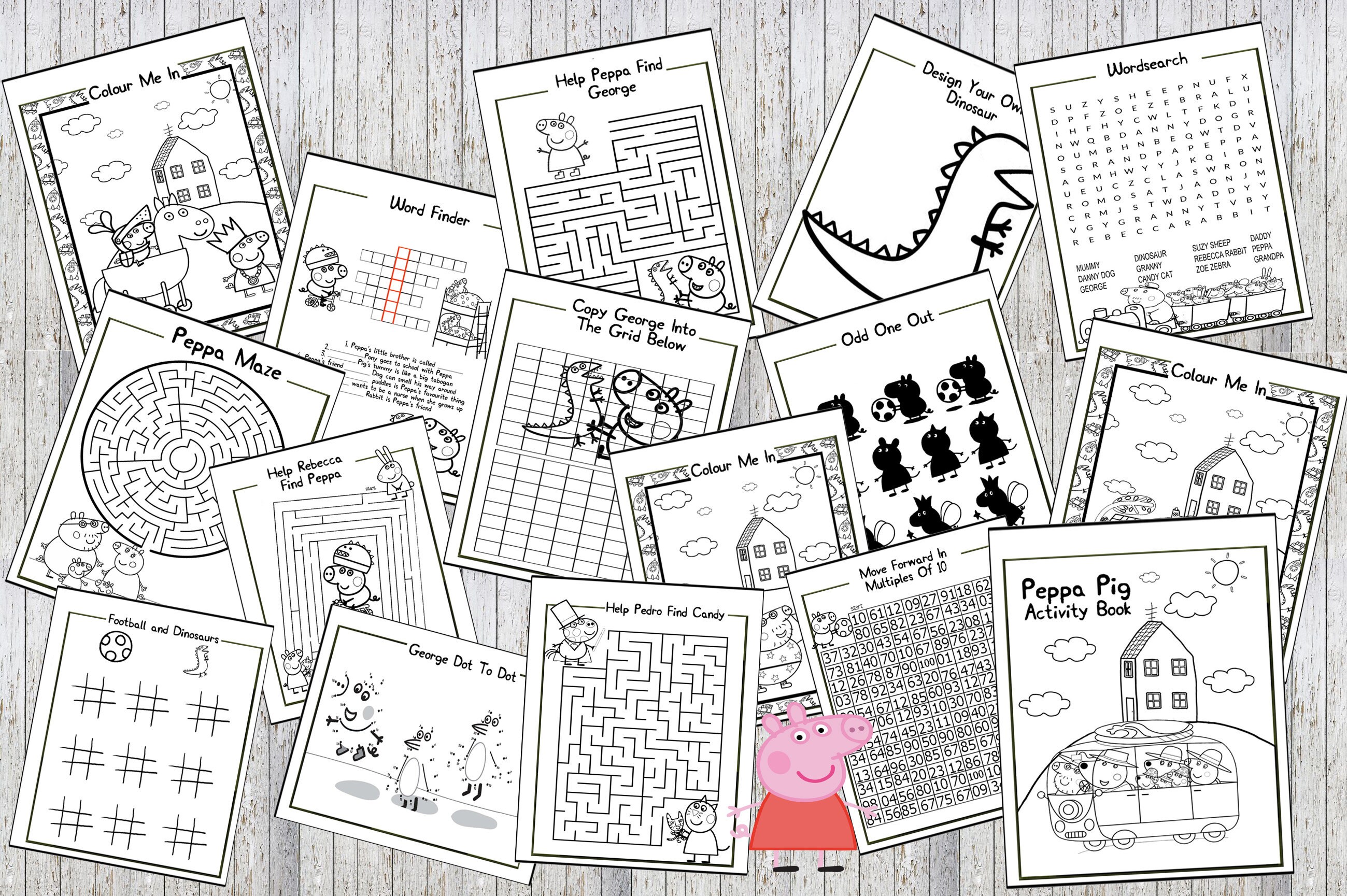 Peppa Pig Imprimable Puzzle Quiz Livre A Colorier Etsy