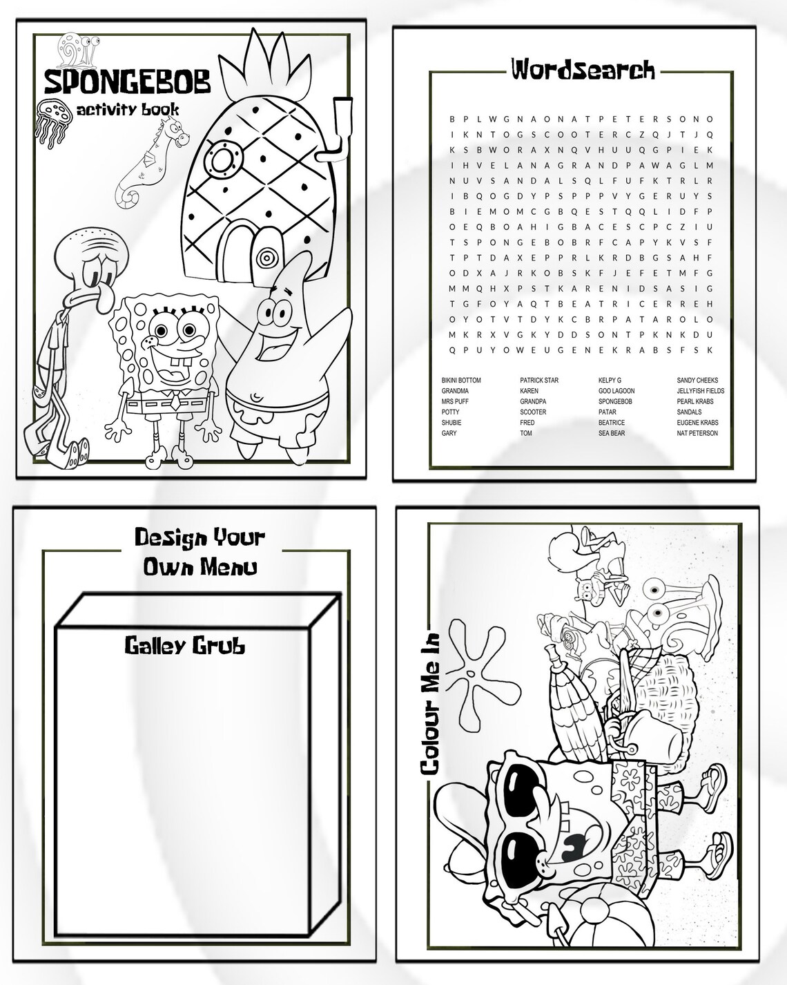 Spongebob Squarepants Printable Puzzle Quiz Colouring Book | Etsy