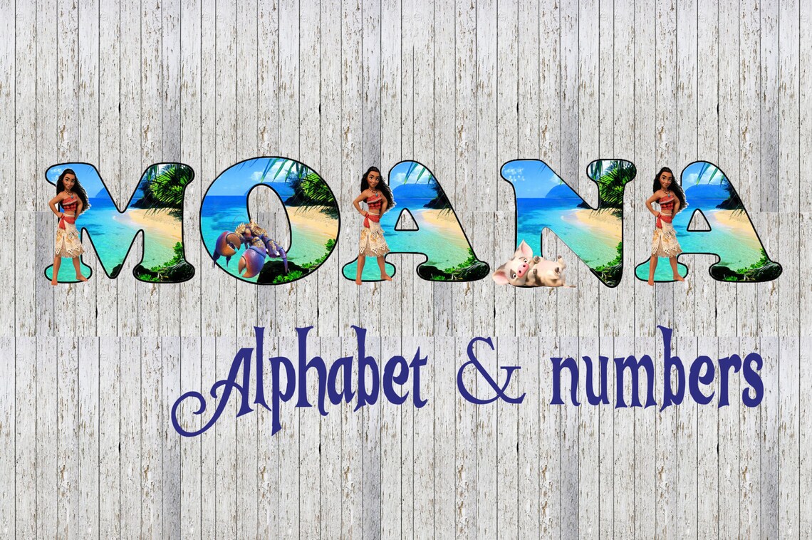 moana 35 alphabet and number images party event letter pack etsy