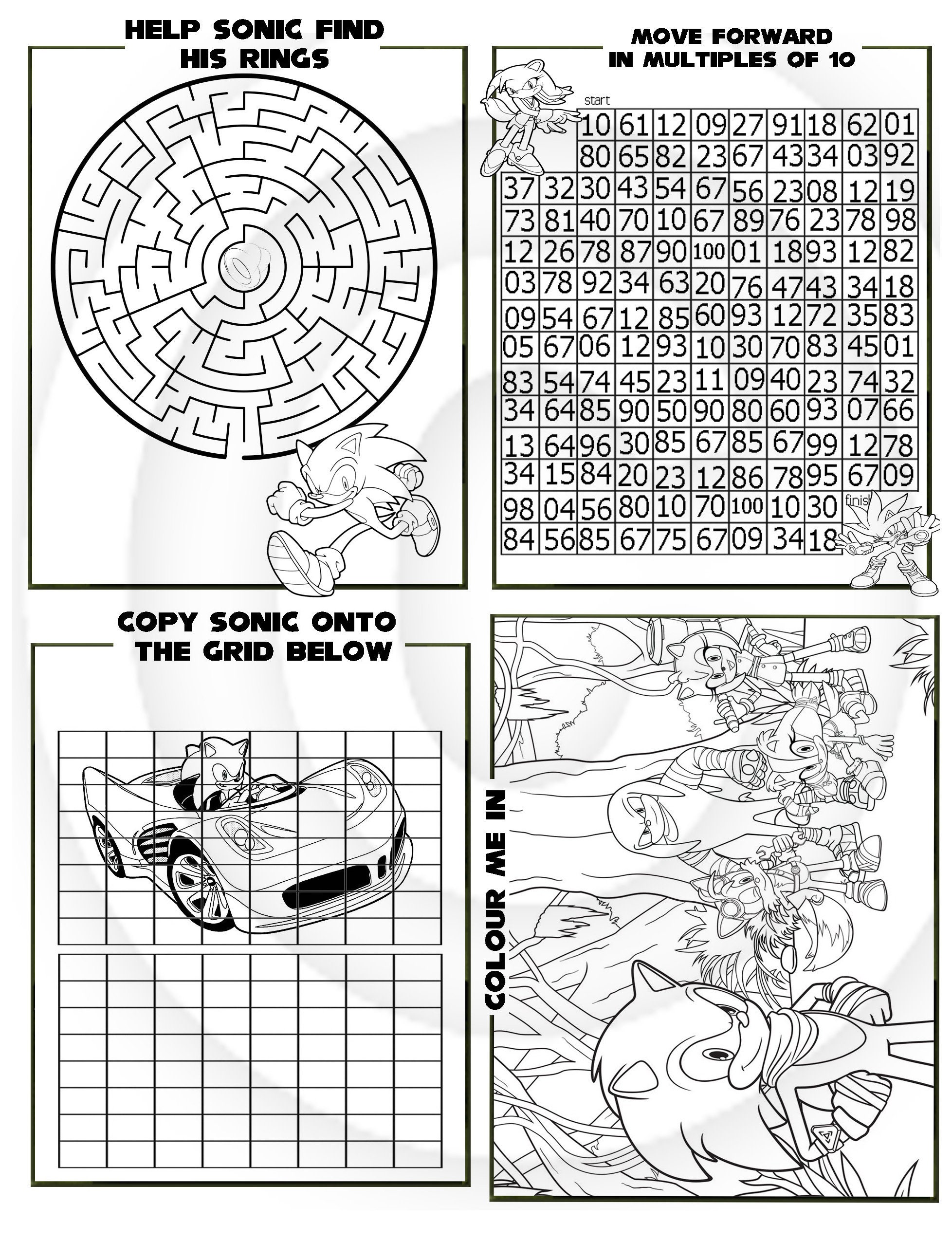 Sonic The Hedgehog Printable Puzzle Quiz Colouring Book Etsy