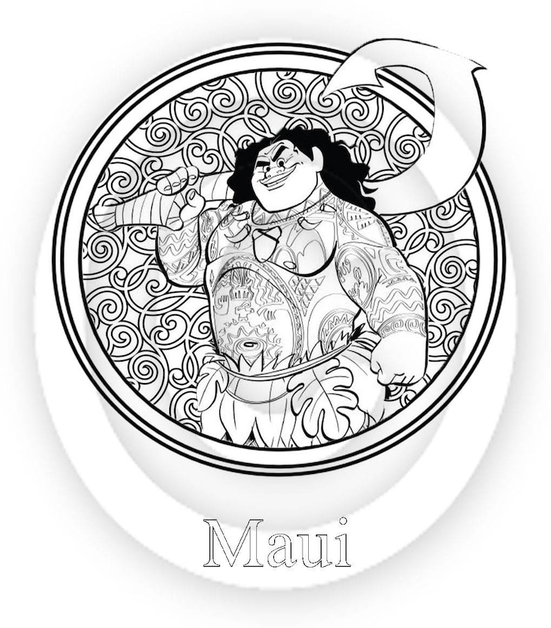 Moana &amp; Maui Printable Relaxing Child Teen Adult Colouring | Etsy