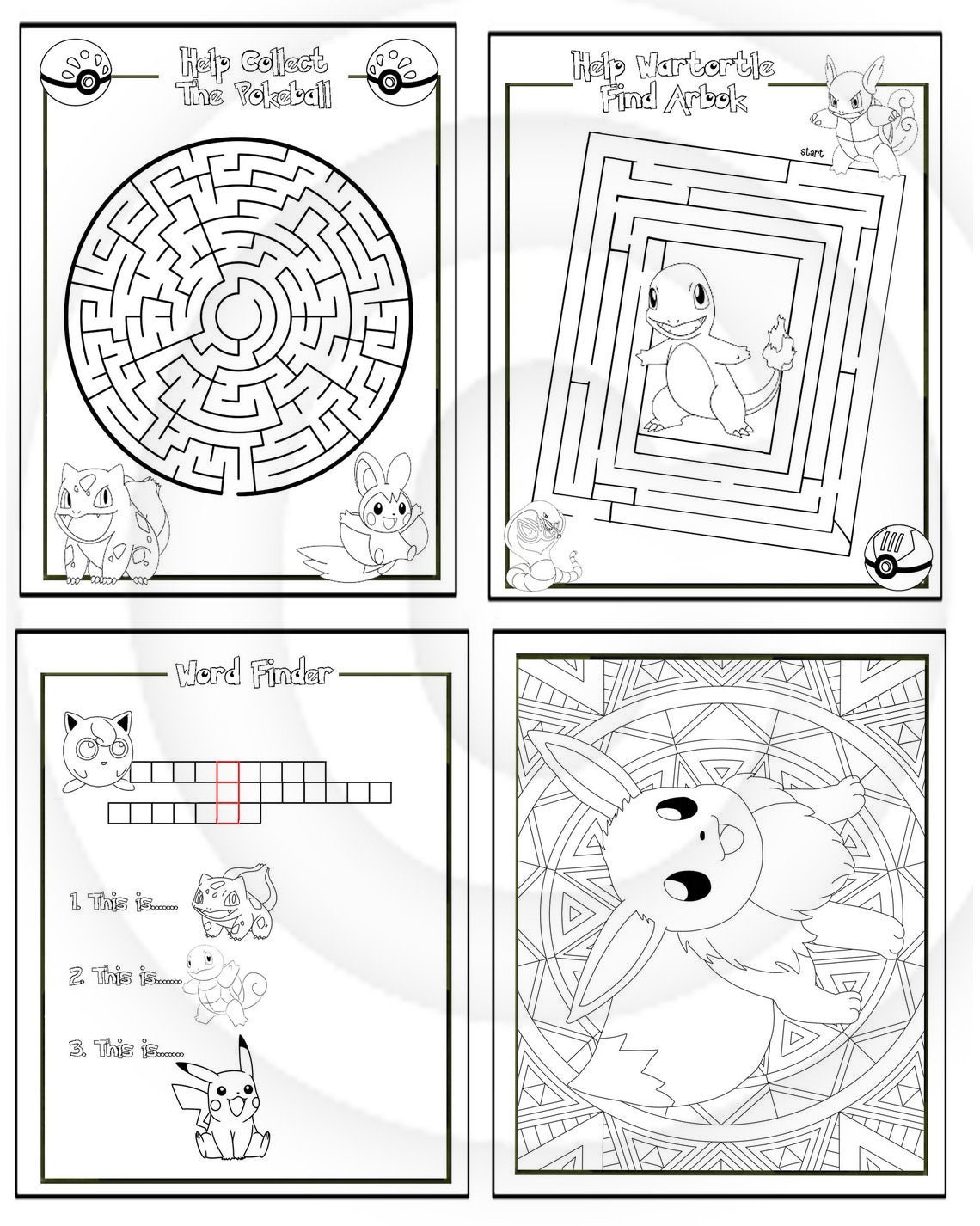 Pikachu Pokemon Printable Puzzle Quiz Colouring Book Ideal | Etsy