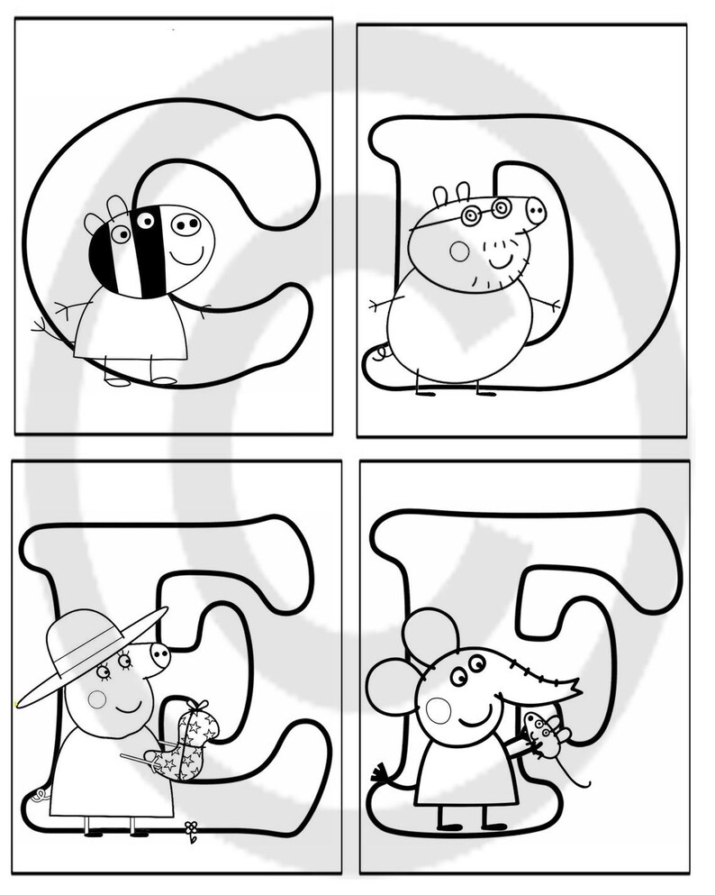 Peppa Pig 37 Page Alphabet And Number Colouring Pages Ideal | Etsy