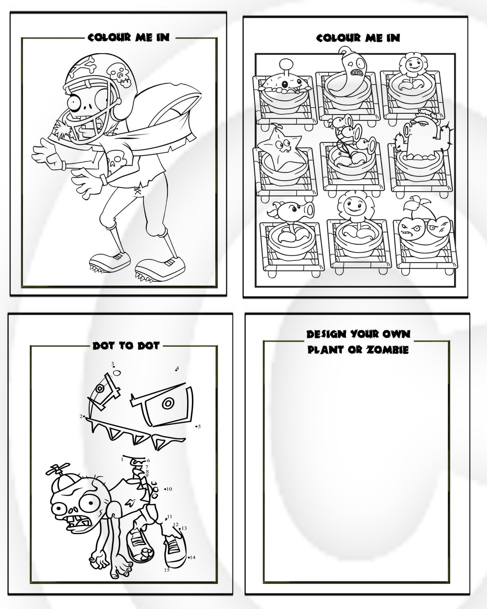Plants Vs Zombies Activity Sheets